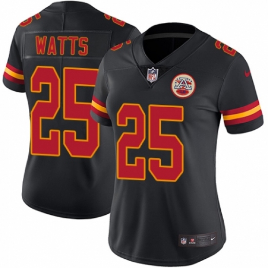 Women's Nike Kansas City Chiefs 25 Armani Watts Limited Black Rush Vapor Untouchable NFL Jersey