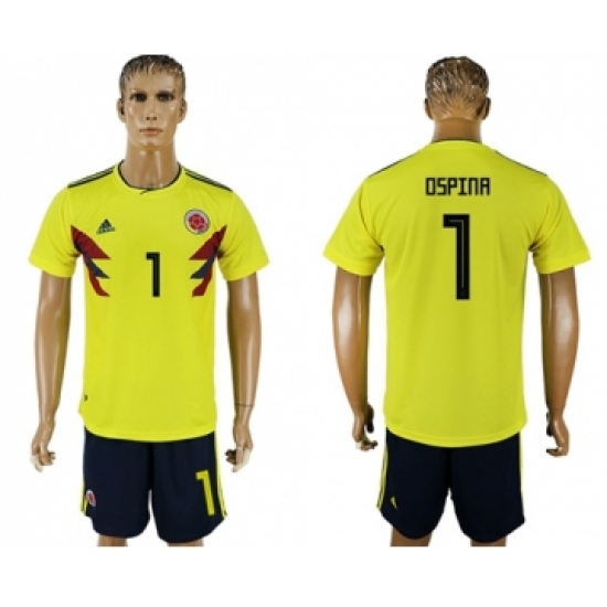 Colombia 1 Ospina Home Soccer Country Jersey