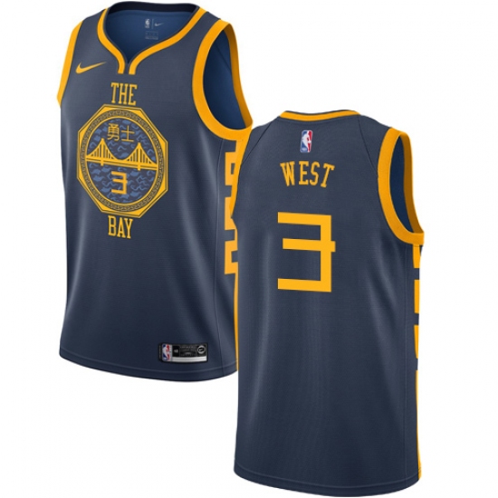 Youth Nike Golden State Warriors 3 David West Swingman Navy Blue NBA Jersey - City Edition