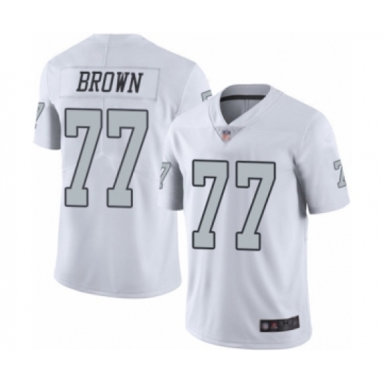 Youth Oakland Raiders 77 Trent Brown Limited White Rush Vapor Untouchable Football Jersey