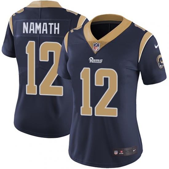Women's Nike Los Angeles Rams 12 Joe Namath Elite Navy Blue Team Color NFL Jersey