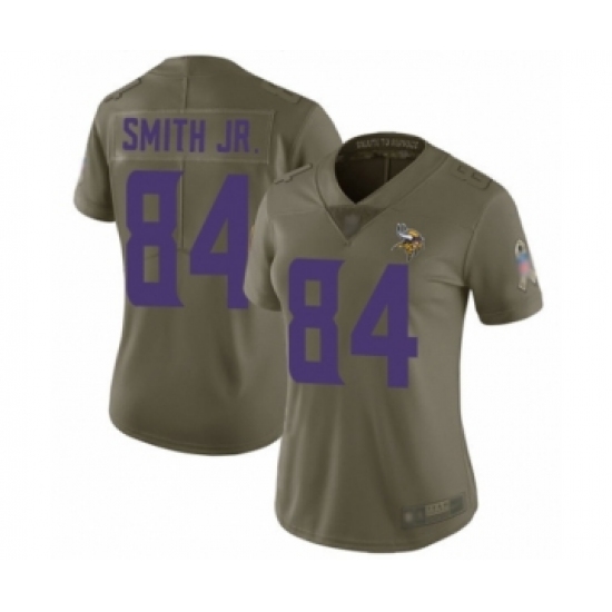 Women's Minnesota Vikings 84 Irv Smith Jr. Limited Olive 2017 Salute to Service Football Jersey