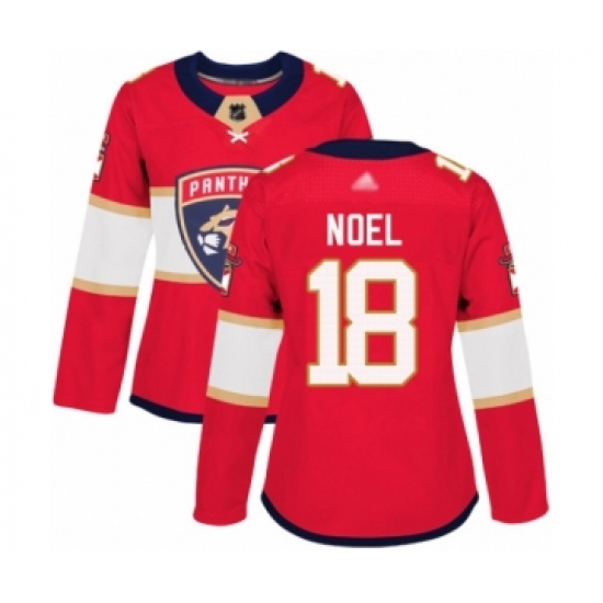 Women's Florida Panthers 18 Serron Noel Authentic Red Home Hockey Jersey