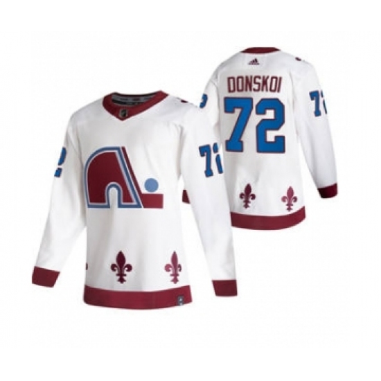 Men's Colorado Avalanche 72 Joonas Donskoi White 2020-21 Reverse Retro Alternate Hockey Jersey
