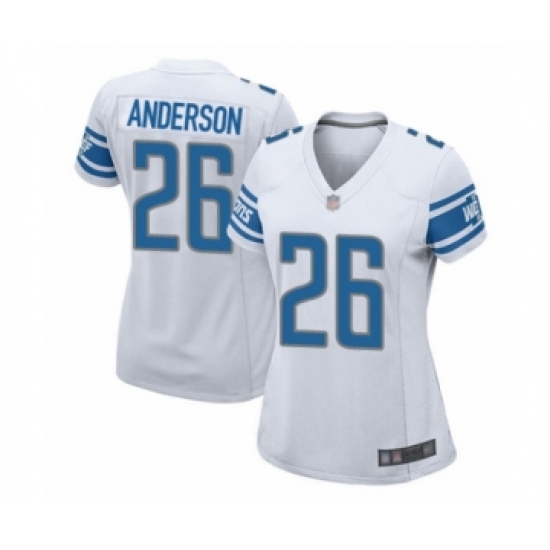 Women's Detroit Lions 26 C.J. Anderson Game White Football Jersey