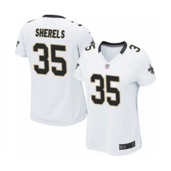 Women's New Orleans Saints 35 Marcus Sherels Game White Football Jersey