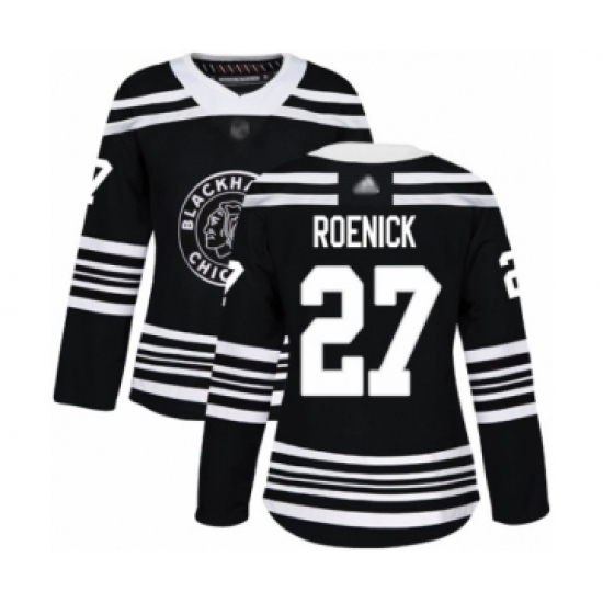 Women's Chicago Blackhawks 27 Jeremy Roenick Authentic Black Alternate Hockey Jersey