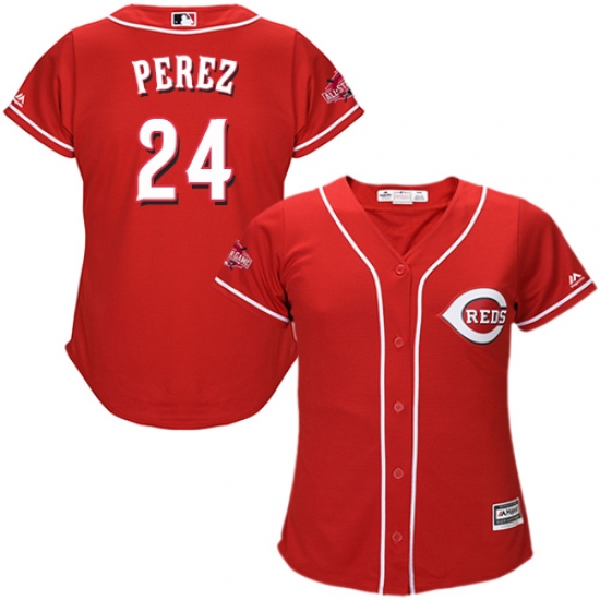 Women's Majestic Cincinnati Reds 24 Tony Perez Authentic Red Alternate Cool Base MLB Jersey