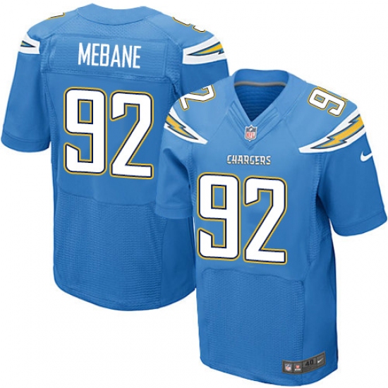 Men's Nike Los Angeles Chargers 92 Brandon Mebane Elite Electric Blue Alternate NFL Jersey