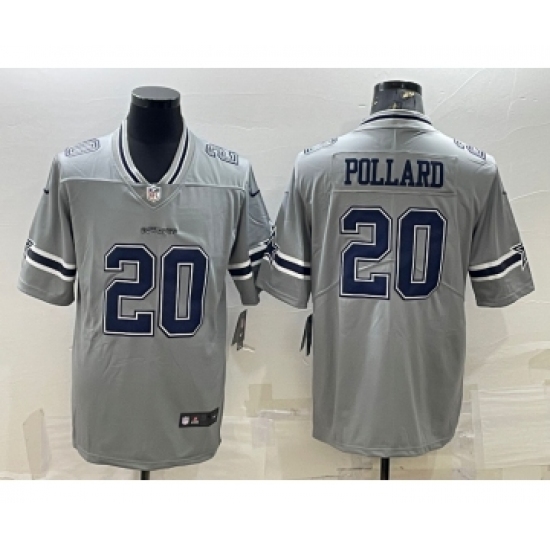 Men's Dallas Cowboys 20 Tony Pollard Gray Vapor Untouchable Limited Stitched Jersey