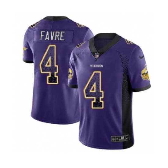 Men's Nike Minnesota Vikings 4 Brett Favre Limited Purple Rush Drift Fashion NFL Jersey