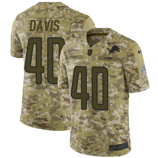 Youth Nike Detroit Lions 40 Jarrad Davis Limited Camo 2018 Salute to Service NFL Jersey