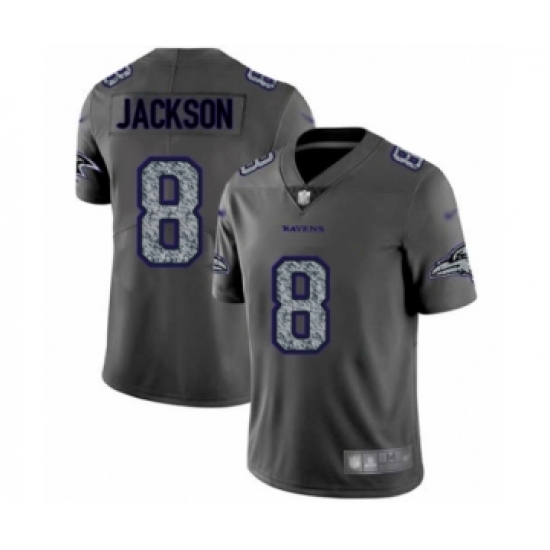 Men's Baltimore Ravens 8 Lamar Jackson Limited Gray Static Fashion Football Jersey