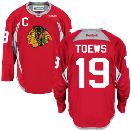 Men's Reebok Chicago Blackhawks 19 Jonathan Toews Authentic Red Practice NHL Jersey