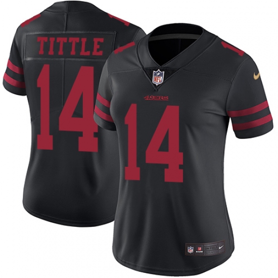 Women's Nike San Francisco 49ers 14 Y.A. Tittle Elite Black NFL Jersey