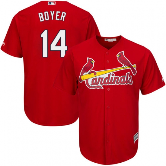 Youth Majestic St. Louis Cardinals 14 Ken Boyer Authentic Red Alternate Cool Base MLB Jersey