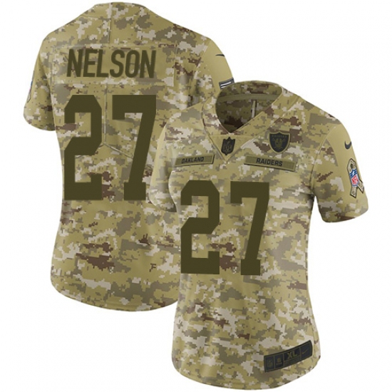 Women's Nike Oakland Raiders 27 Reggie Nelson Limited Camo 2018 Salute to Service NFL Jersey