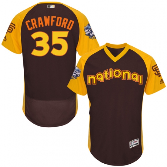 Men's Majestic San Francisco Giants 35 Brandon Crawford Brown 2016 All-Star National League BP Authentic Collection Flex Base MLB Jersey
