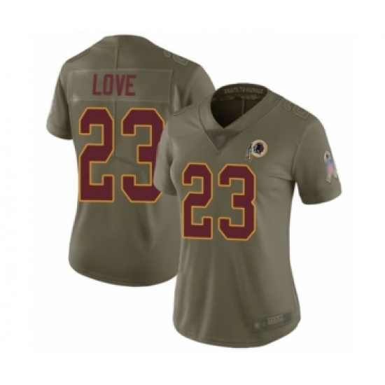 Women's Washington Redskins 23 Bryce Love Limited Olive 2017 Salute to Service Football Jersey