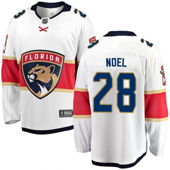 Men's Florida Panthers 28 Serron Noel Authentic White Away Fanatics Branded Breakaway NHL Jersey