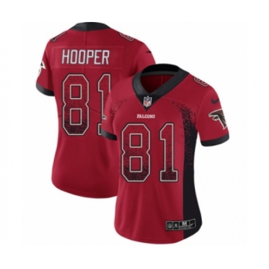 Women's Nike Atlanta Falcons 81 Austin Hooper Limited Red Rush Drift Fashion NFL Jersey