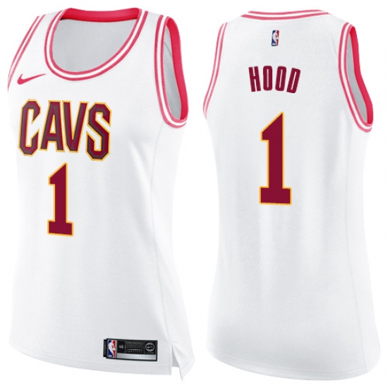 Women's Nike Cleveland Cavaliers 1 Rodney Hood Swingman White/Pink Fashion NBA Jersey