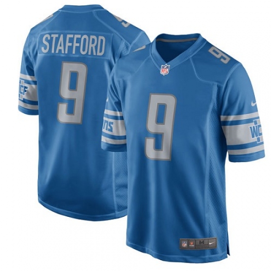 Men's Nike Detroit Lions 9 Matthew Stafford Game Light Blue Team Color NFL Jersey