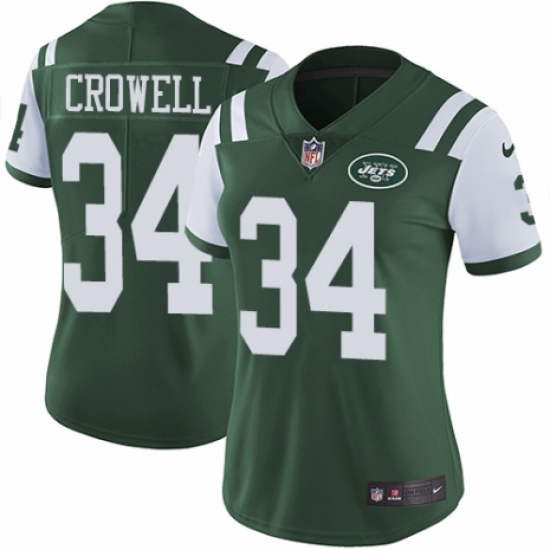 Women's Nike New York Jets 34 Isaiah Crowell Green Team Color Vapor Untouchable Elite Player NFL Jersey