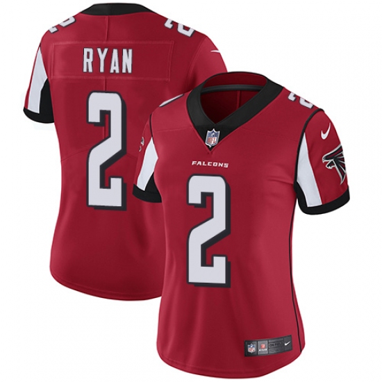 Women's Nike Atlanta Falcons 2 Matt Ryan Red Team Color Vapor Untouchable Limited Player NFL Jersey