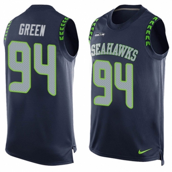 Men's Nike Seattle Seahawks 94 Rasheem Green Limited Steel Blue Player Name & Number Tank Top NFL Jersey