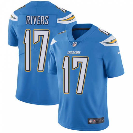 Men's Nike Los Angeles Chargers 17 Philip Rivers Electric Blue Alternate Vapor Untouchable Limited Player NFL Jersey