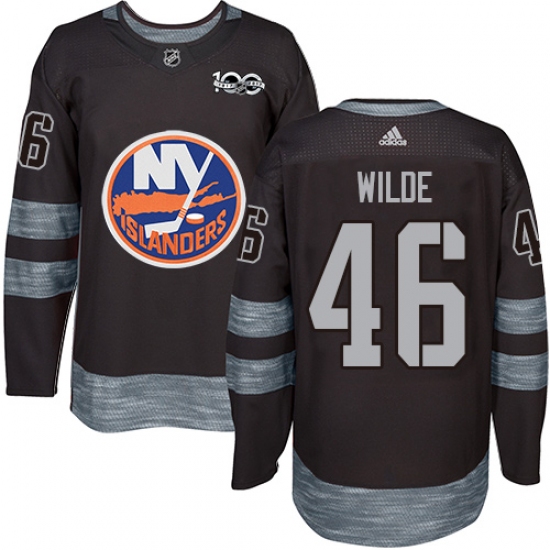 Men's Adidas New York Islanders 46 Bode Wilde Authentic Black 1917-2017 100th Anniversary NHL Jersey