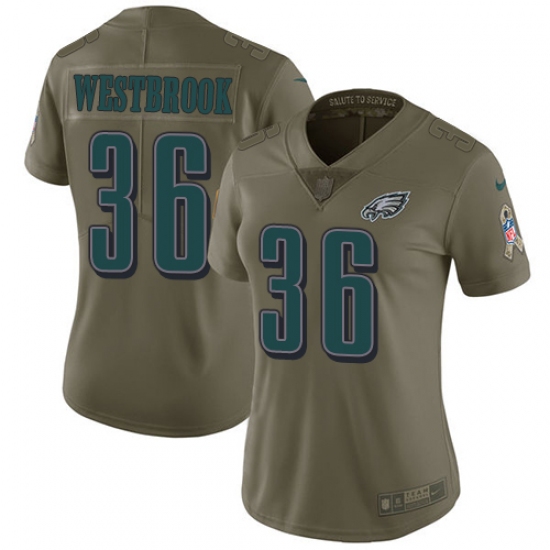 Women's Nike Philadelphia Eagles 36 Brian Westbrook Limited Olive 2017 Salute to Service NFL Jersey