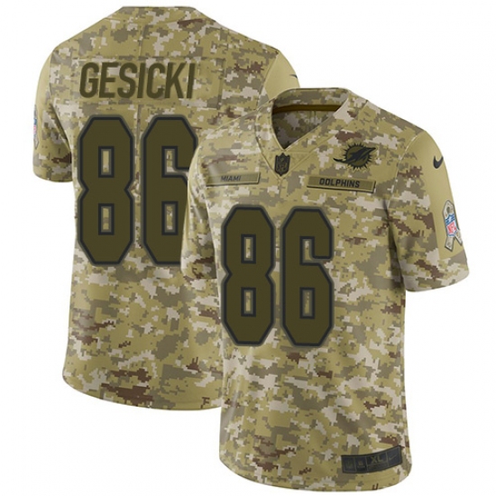 Men's Nike Miami Dolphins 86 Mike Gesicki Limited Camo 2018 Salute to Service NFL Jersey
