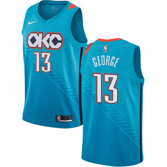 Women's Nike Oklahoma City Thunder 13 Paul George Swingman Turquoise NBA Jersey - City Edition