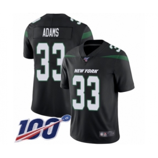 Men's New York Jets 33 Jamal Adams Black Alternate Vapor Untouchable Limited Player 100th Season Football Jersey