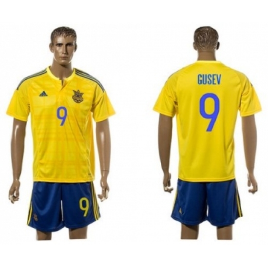 Ukraine 9 Gusev Home Soccer Country Jersey