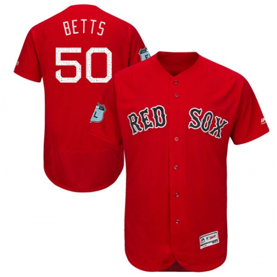 Men's Majestic Boston Red Sox 50 Mookie Betts Scarlet 2017 Spring Training Authentic Collection Flex Base MLB Jersey