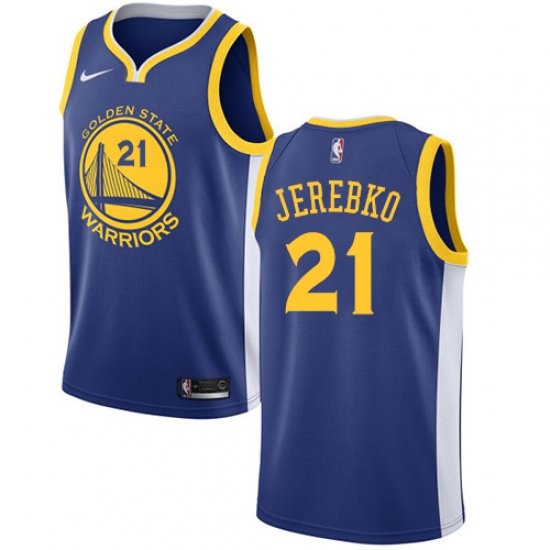 Men's Nike Golden State Warriors 21 Jonas Jerebko Blue NBA Swingman Icon Edition Jersey