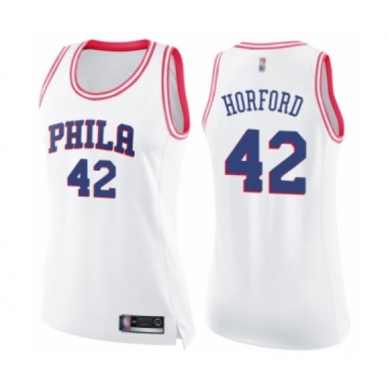 Women's Philadelphia 76ers 42 Al Horford Swingman White Pink Fashion Basketball Jersey