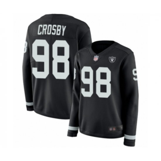 Women's Oakland Raiders 98 Maxx Crosby Limited Black Therma Long Sleeve Football Jersey