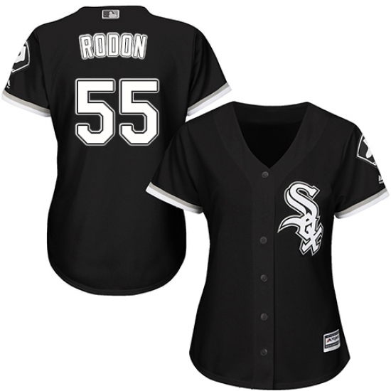 Women's Majestic Chicago White Sox 55 Carlos Rodon Authentic Black Alternate Home Cool Base MLB Jersey