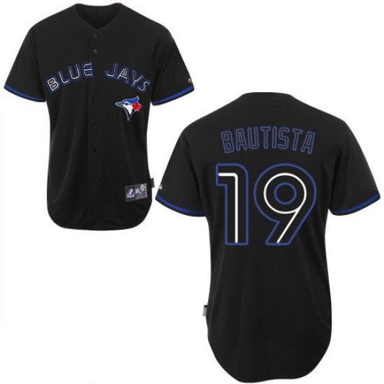Men's Majestic Toronto Blue Jays 19 Jose Bautista Authentic Black Fashion MLB Jersey