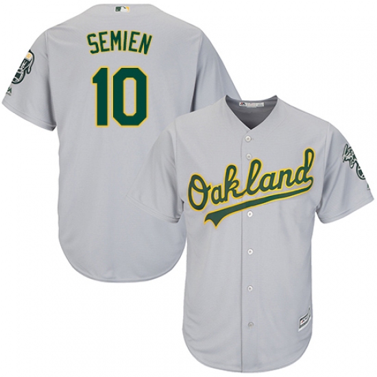 Youth Majestic Oakland Athletics 10 Marcus Semien Replica Grey Road Cool Base MLB Jersey
