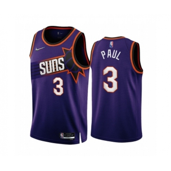 Men's Phoenix Suns 3 Chris Paul 2022-23 Purple 75th Anniversary Icon Edition Stitched Jersey