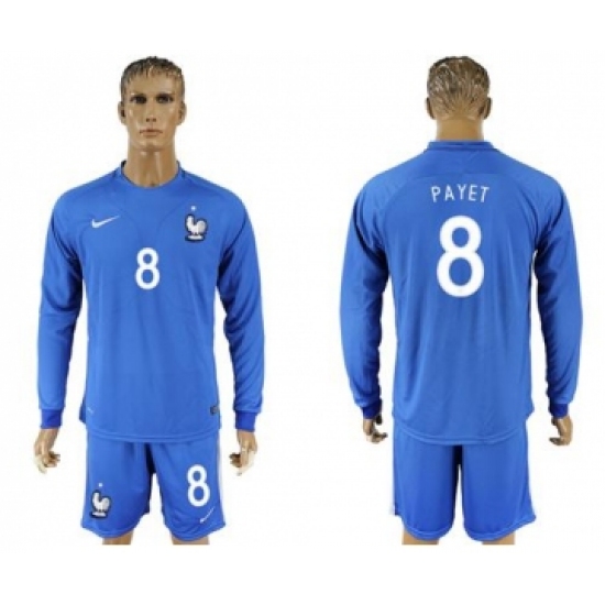France 8 Payet Home Long Sleeves Soccer Country Jersey