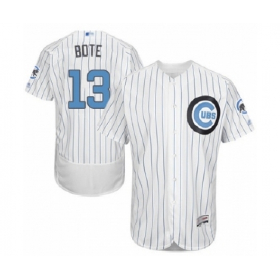 Men's Chicago Cubs 13 David Bote Authentic White 2016 Father's Day Fashion Flex Base Baseball Player Jersey