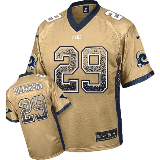 Men's Nike Los Angeles Rams 29 Eric Dickerson Elite Gold Drift Fashion NFL Jersey