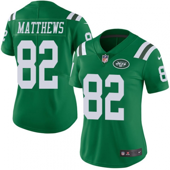 Women's Nike New York Jets 82 Rishard Matthews Limited Green Rush Vapor Untouchable NFL Jersey