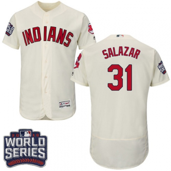 Men's Majestic Cleveland Indians 31 Danny Salazar Cream 2016 World Series Bound Flexbase Authentic Collection MLB Jersey